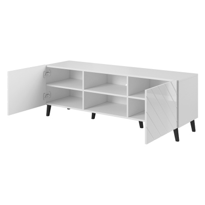 TV-állvány 150 cm BERMEJO - fehér / fényes fehér