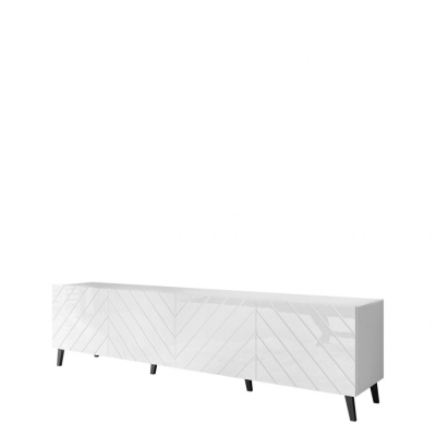 BERMEJO TV-asztal 200 cm - fehér / csillogó fehér