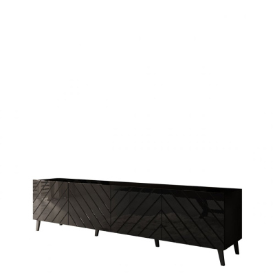 TV-állvány 200 cm BERMEJO - fekete / fényes fekete