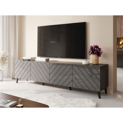 TV állvány 200 cm BERMEJO - grafitszürke / fényes grafitszürke