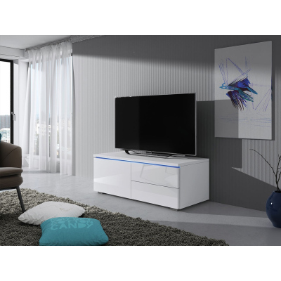 FERNS 11 TV asztal LED világítással - fehér / fényes fehér, balos