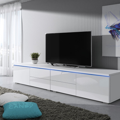 FERNS D 11 TV-asztal LED világítással - fényes fehér