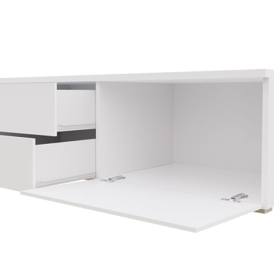 FERNS D 11 TV-asztal LED világítással - fehér / fényes fehér