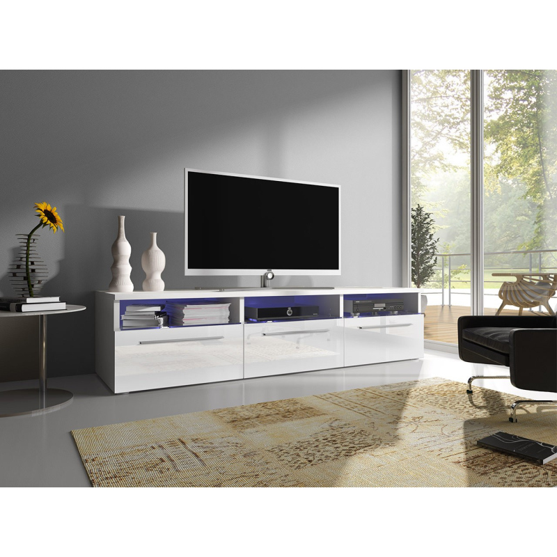 FERNS 2 TV asztal LED világítással - fehér / fényes fehér