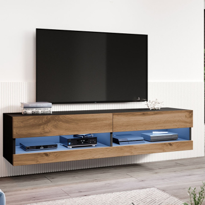ASHTON 1 TV asztal 180 cm - fekete / wotan tölgy