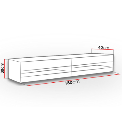 ASHTON 1 TV-asztal kék LED világítással 180 cm - fekete / wotan tölgy