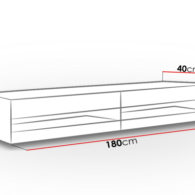 ASHTON 1 TV-asztal kék LED világítással 180 cm - fehér / fényes fehér