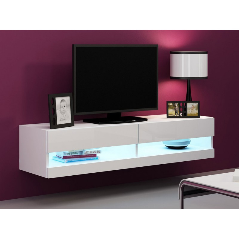 ASHTON 1 TV asztal 140 cm - fehér / fényes fehér