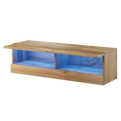 ASHTON 1 TV-asztal 140 cm fehér LED világítással - fehér / fényes fehér
