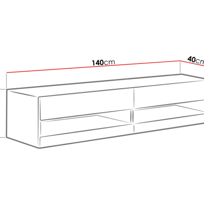ASHTON 1 TV-asztal 140 cm kék LED világítással - fehér / fényes fehér