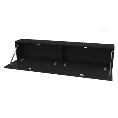 ASHTON TV-asztal 140 cm - fekete / fényes fekete