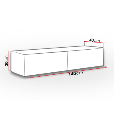 ASHTON TV-asztal 140 cm - fekete / fényes fekete