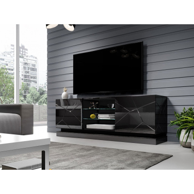 LIMA TV-asztal 160 cm - fekete / fényes fekete
