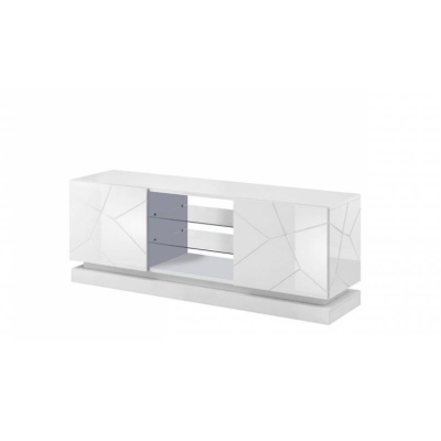 LIMA TV-asztal 160 cm RGB LED világítással - fehér / fényes fehér