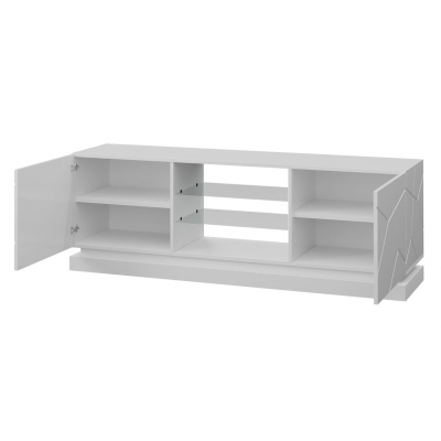 LIMA TV-asztal 160 cm RGB LED világítással - fehér / fényes fehér