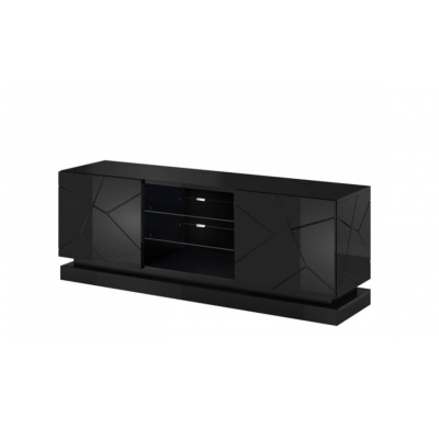 LIMA TV asztal LED RGB világítással 160 cm - fekete / fényes fekete