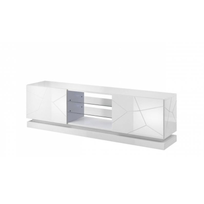 LIMA TV-asztal 200 cm - fehér / fényes fehér