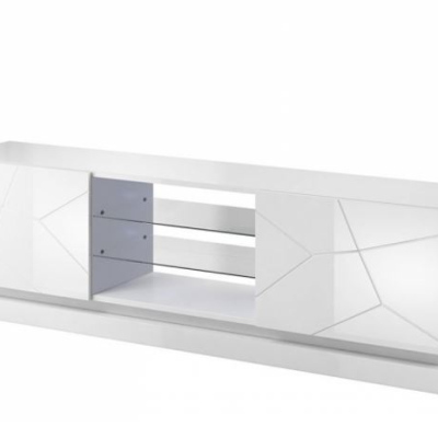 LIMA TV-asztal 200 cm RGB LED világítással - fehér / fényes fehér