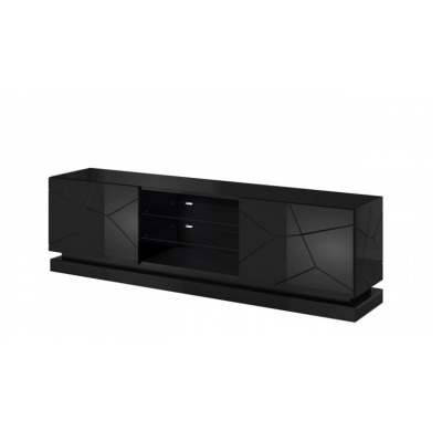 LIMA TV asztal LED RGB világítással 200 cm - fekete / fényes fekete