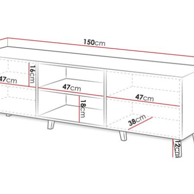 CRATO TV asztal 150 cm - fekete