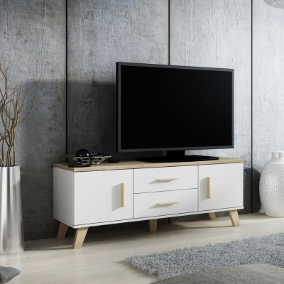 OLINA TV asztal 140 cm - sonoma tölgy / fehér