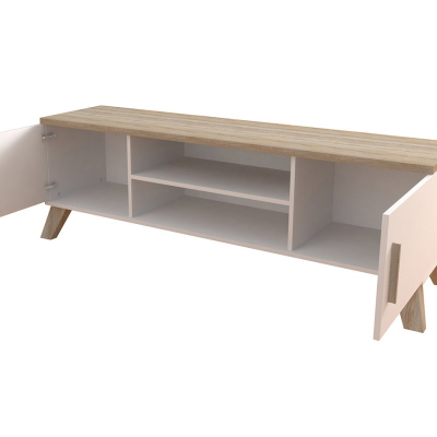 OLINA TV-asztal 160 cm - sonoma tölgy / fehér