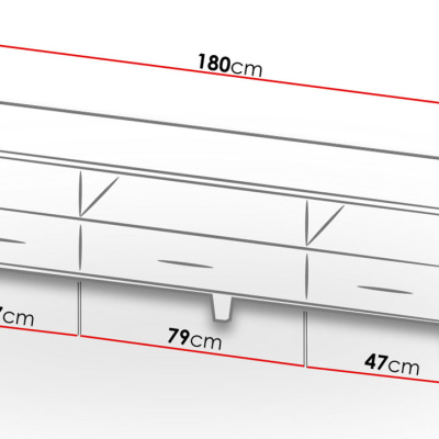 OLINA TV asztal 180 cm - sonoma tölgy / fehér