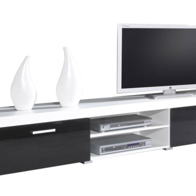ITABUNA TV-asztal - fehér / csillogó fekete