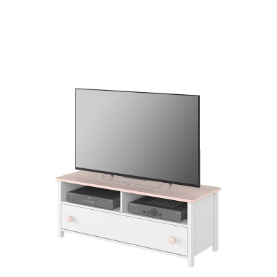 LEGUAN TV-asztal - fehér / rózsaszín