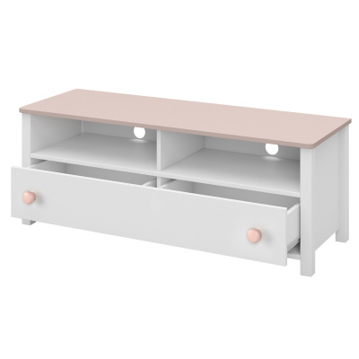 LEGUAN TV-asztal - fehér / rózsaszín