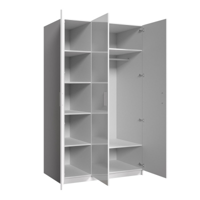 Gardróbszekrény 120 cm GORT - fehér / fényes fehér / fényes rózsaszín