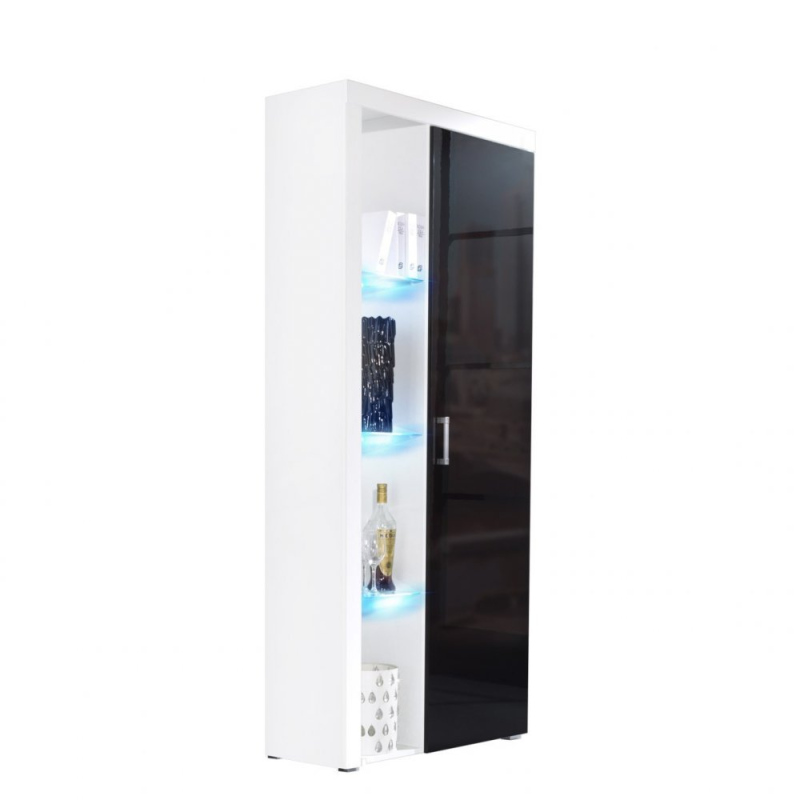 ITABUNA polcos szekrény RGB LED világítással - fehér / fényes fekete