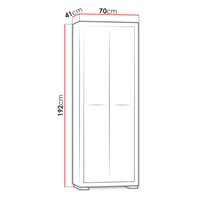 ITUNI kétajtós gardróbszekrény 70 cm - santana tölgy