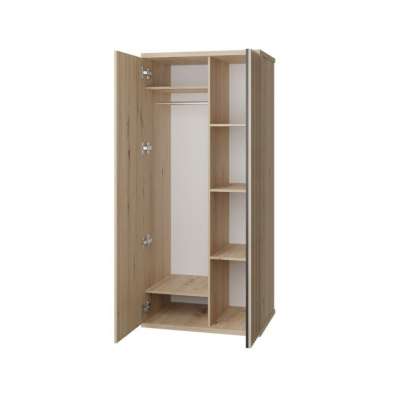ORURO kétajtós gardróbszekrény 86 cm - artisan tölgy / fekete