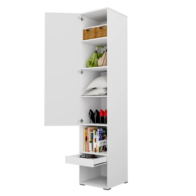 CELENA 1 magas szekrény - szélesség 45 cm, fényes fehér