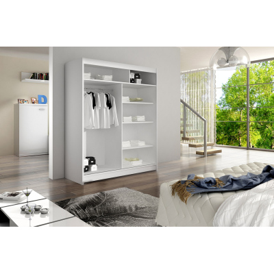 ELADIO 13 tükrös gardróbszekrény 150 cm LED világítással - fekete