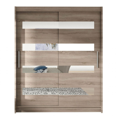 ELADIO 13 tükrös gardróbszekrény 150 cm LED világítással - szarvasgomba tölgy