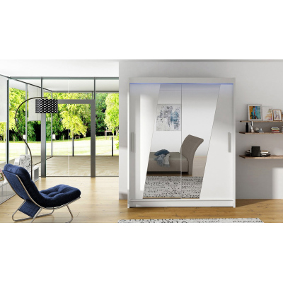 ELADIO 14 tükrös gardróbszekrény 150 cm LED világítással - fehér