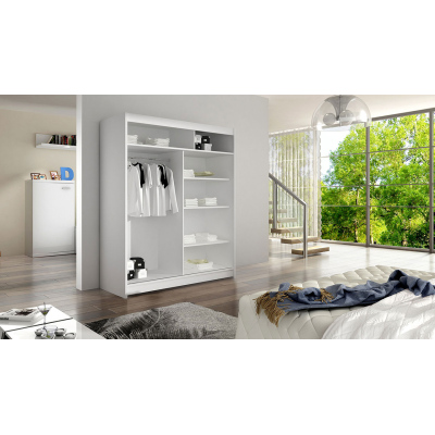ELADIO 14 tükrös gardróbszekrény 150 cm LED világítással - fehér