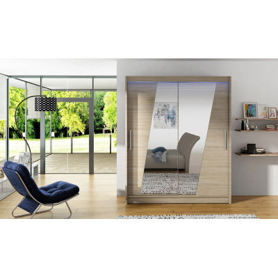 ELADIO 14 tükrös gardróbszekrény 150 cm LED világítással - sonoma tölgy