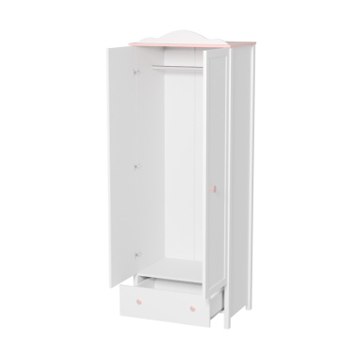 LEGUAN 2 gardróbszekrény gyerekszobába 85 cm - fehér / rózsaszín