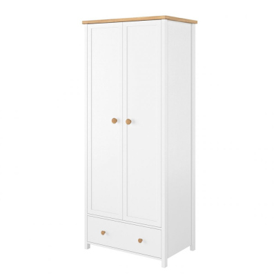 MABARUMA 2 gardróbszekrény 85 cm - fehér / nash tölgy