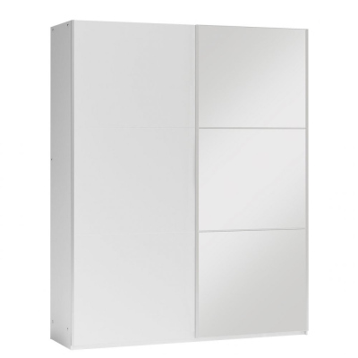 MATAS gardróbszekrény 122 cm, tolóajtóval és tükörrel - fehér