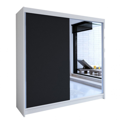 VILMA 1 tükrös gardróbszekrény LED RGB világítással 180 cm - fekete / fehér