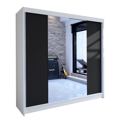 VILMA 2 tükrös gardróbszekrény LED RGB világítással 180 cm - fekete