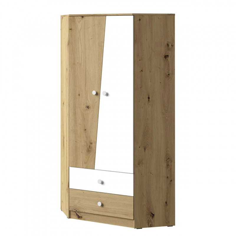 Sarokgardrób 87 cm CHIMA - artisan tölgy / fehér