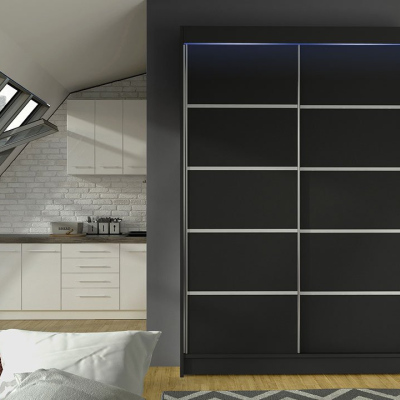 SAMANRE 4 tolóajtós gardróbszekrény 120 cm RGB LED világítással - fekete