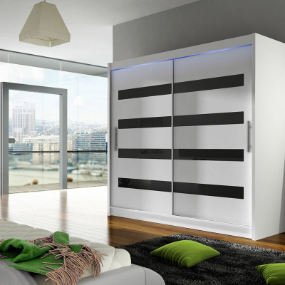 FLORENCIO 11 tolóajtós gardróbszekrény 180 cm LED világítással - fehér
