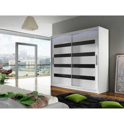 FLORENCIO 11 tolóajtós gardróbszekrény 180 cm LED világítással - fehér