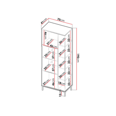 FULTON magas vitrin LED világítással - hikoridió